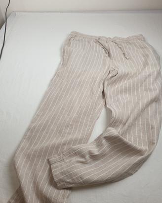 pantaloni donna lino a righe