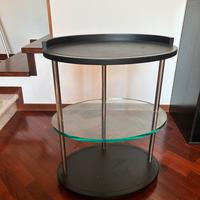 Tavolino italiano in stile zanotta in pelle,vetro