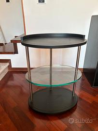 Tavolino italiano in stile zanotta in pelle,vetro