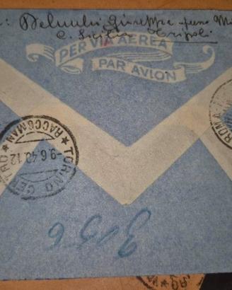 Busta colonie 7 giugno 40 posta aerea Tripoli-Tori