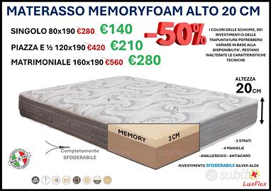 Materasso MemoryFoam - Sfoderabile - Alto 20 cm