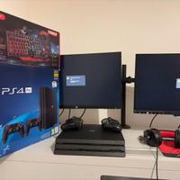 PlayStation 4 Pro 1TB e 2 monitor HP 