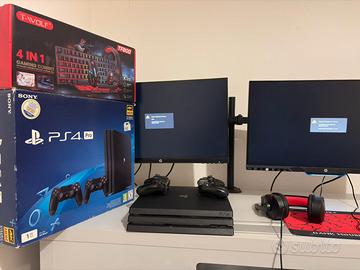 PlayStation 4 Pro 1TB e 2 monitor HP 