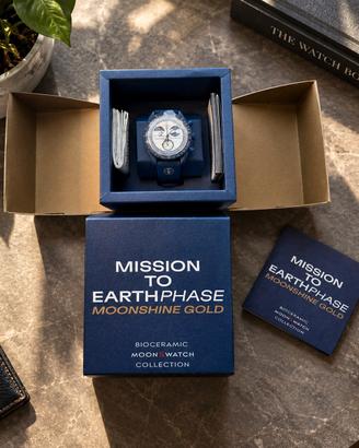 OMEGA X SWATCH Earthphase Moonshine Gold BLU NUOVO