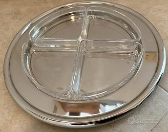 Antipastiera cristallo e ottone/palladio ditta MAM