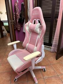 Sedia gaming rosa handgame con cuscini