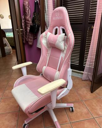 Sedia gaming rosa handgame con cuscini