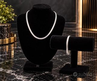raggiante set collana bracciale argento uomo donna
