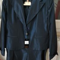 Tailleur raso tg. 50 blu metallizzato