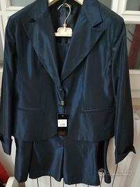 Tailleur raso tg. 50 blu metallizzato