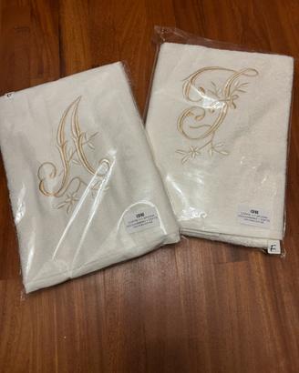Coppia set asciugamani cotone personalizzati A F