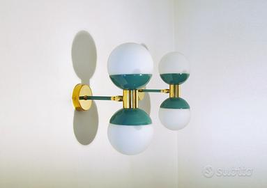 Coppia Applique DOPPIA SFERA Stilnovo Styl AZZURRO