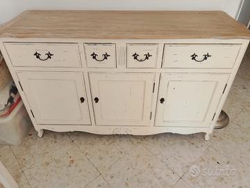 Madia Shabby Chic in Legno con Piano al Naturale