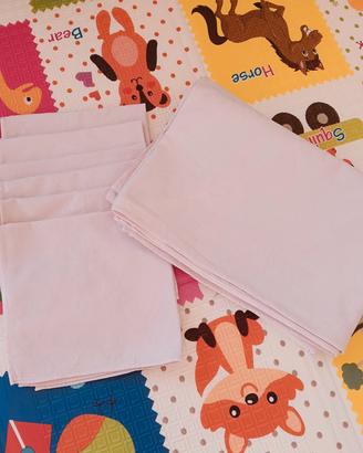 Tovaglia rettangolare 8 posti rosa bianco cotone