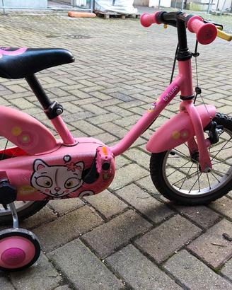 bicicletta Decathlon 14" colore rosa co rotelle