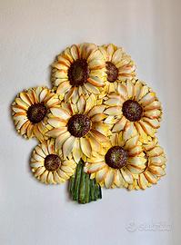 Decorazione da muro, girasoli in ceramica