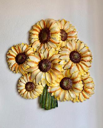 Decorazione da muro, girasoli in ceramica