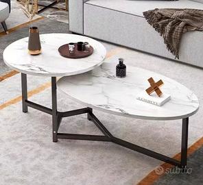 Tavolino Basso da Caffè 2 Ripiani Luxury Effetto 