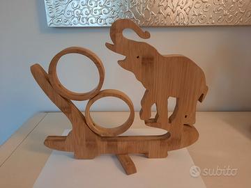 Elefante portabottiglie in bambù pieghevole