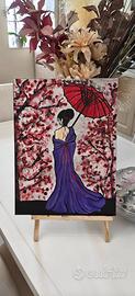 Dipinto Originale "Eleganza Orientale" - Geisha co