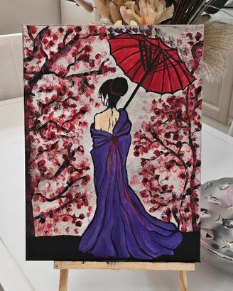 Dipinto Originale "Eleganza Orientale" - Geisha co