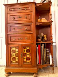 Cassettiera e libreria liberty