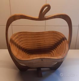 cestino in legno ripiegabile a forma di mela