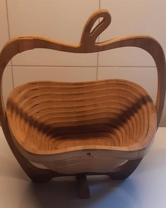 cestino in legno ripiegabile a forma di mela