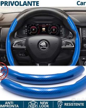 COPRIVOLANTE per SKODA Effetto FIBRA CARBONIO Blu