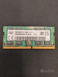 SKHYNIX 16GB 2RX8 PC4-2666V-SE1-11 HMA82GS6JJR8N-V