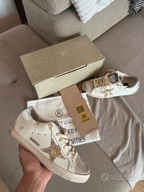 Golden Goose Super-Star con Glitter Argento, 38