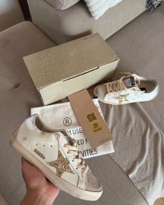 Golden Goose Super-Star con Glitter Argento, 38