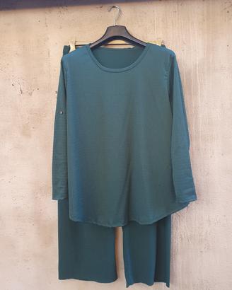 completo donna verde scuro casacca + pantalone