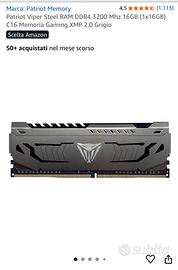 2 BANCHI DA 16gb RAM DDR4 3200mhz Patriot