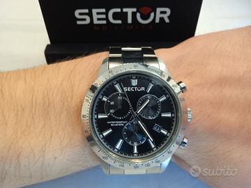 Sector Cronografo tachimetro, quadrante nero,steel