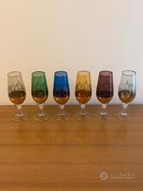Set 6 bicchieri veneziani in vetro soffiato