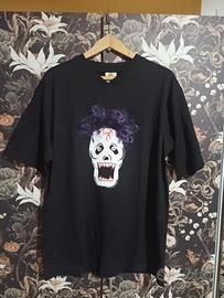 Maglietta nera con capelli 3D viola (L)