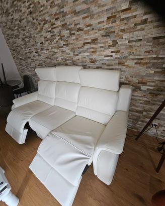 Divano Poltronesofà vera pelle bianco con relax
