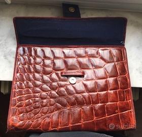 Borsa vintage in pelle, stampa/coccodrillo