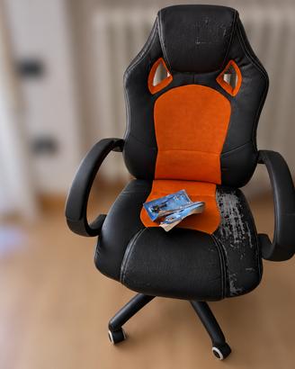 Sedia gaming/ufficio SONGMICS OBG56 nera/arancione