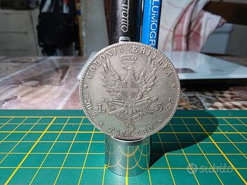 Tallero Umberto I L.5 Colonia Eritrea