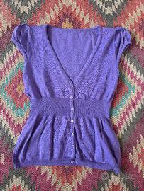Top / Cardigan Smanicato Lilla Lavanda