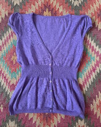 Top / Cardigan Smanicato Lilla Lavanda