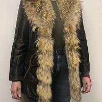Giacca vera pelle pelliccia tg L donna misure foto