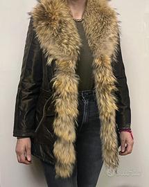 Giacca vera pelle pelliccia tg L donna misure foto