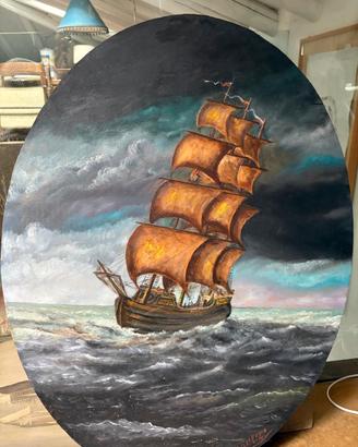 Dipinto Ovale "Mario Del Vesco" ANNO 1975