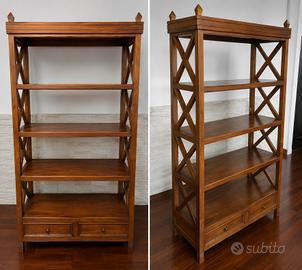 Coppia librerie in legno con cassetti