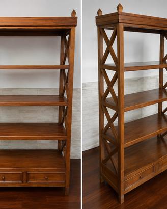 Coppia librerie in legno con cassetti