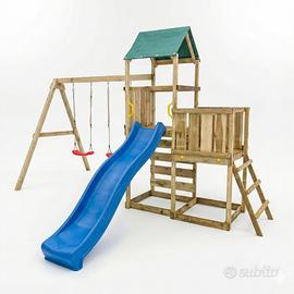 Parco giochi in legno Maxplay 3.1  con scivolo blu