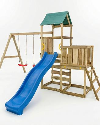 Parco giochi in legno Maxplay 3.1  con scivolo blu